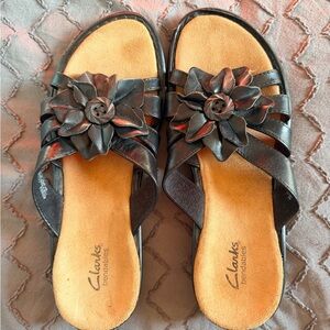 Clarks Women's Black Floral Sandals